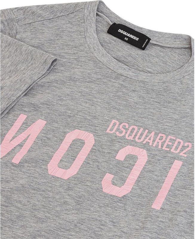 Dsquared 2 - T-shirt - Grijs - Katoen/Viscose - Korte Mouwen