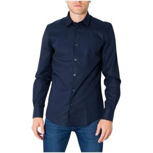Antony Morato - Herenshirt - Blauw - 100% Katoen - Lange Mouwen