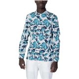 Floral Print - Langsleeve Shirt - Blauw - Viscose Katoen