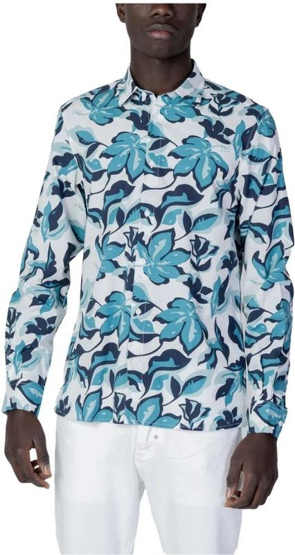 Floral Print - Langsleeve Shirt - Blauw - Viscose Katoen