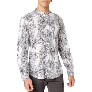 Antony Morato - Herenshirt - Zwart - Katoen/Linnen - Mandarijnkraag