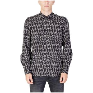 Geometric Print Shirt - Zwart - Longsleeve