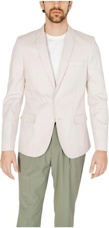 Antony Morato - Jassen - Beige - Katoen - Witte Blazer Lange Mouwen Revers Kraag