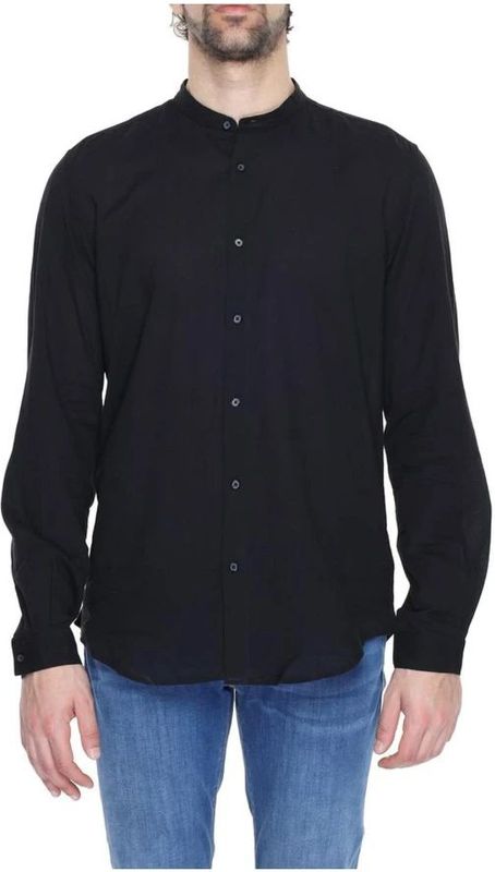 Mandarin Collar Shirt - Zwart - Longsleeve - 100% Katoen - Spring/Zomer Collectie