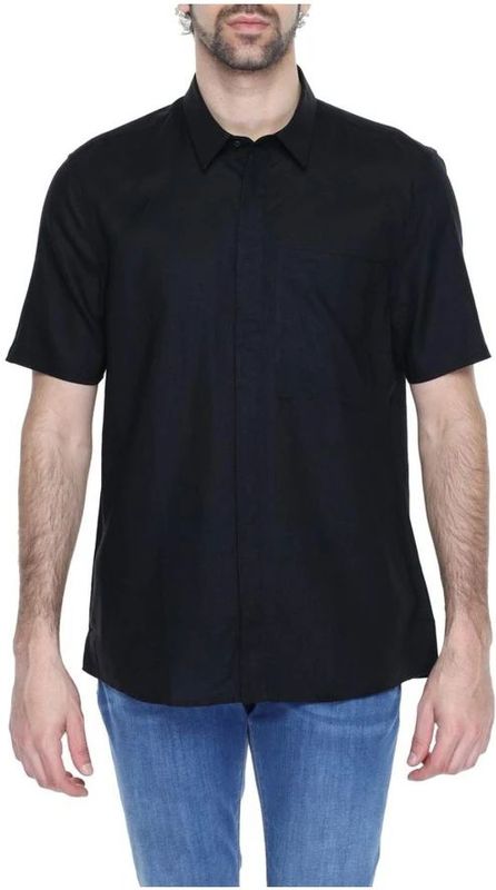 Antony Morato - Korte Mouwen Overhemd - Zwart - Linnen Blend