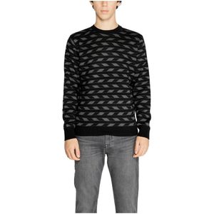 Antony Morato - Zwarte Geometrische Gebreide Trui - Pullover - Heren