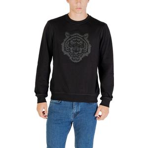 Printed Long-Sleeve Round Neck Sweatshirt - Black
