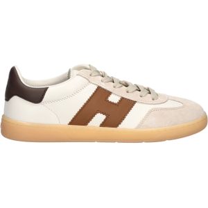 Hogan - Cool - Lage Sneaker - Beige Bruin - Bovenwerk van Glad Leer en Suède