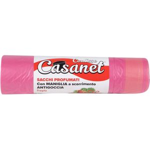 Afvalzakken/vuilniszakken/containerzakken - aardbeien geur - 15x - 50 liter - roze - ruikt lekker