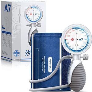 AIESI® Professionele Bloeddrukmeter Handmatige aneroïde handheld model voor volwassenen ANEROID A7, Verstelbare handgreep, Garantie 24 maanden