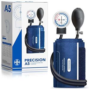AIESI® Bloeddrukmeter Handmatig Professioneel Aneroïde klassiek model voor volwassenen zonder stethoscoop PRECISION A5, Garantie 24 maanden