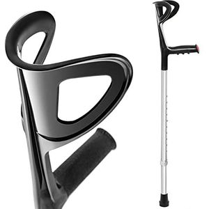 AIESI® Bequille Medicale adultes orthopédique réglable unique couleur noire en aluminium anodisé, Garantie 24 mois