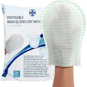 Badspons - Wit met Groene Strepen - Badstof en Polyethyleen