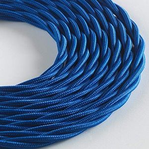 Duidelijke tekst Lumire textielkabel voor verlichting, 3 x 0,75 mm, blauw, 10 m. Let op: aardkabel inbegrepen! Ultieme veiligheid.