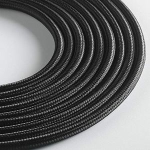 Klartext - LUMIRE ronde textielkabel voor verlichting, 3 x 0,75 mm, zwart, 10 meter Let op: incl. aardingskabel, maximale slagvastheid