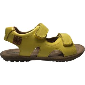 Naturino velcro's effen lederen sandalen sky geel