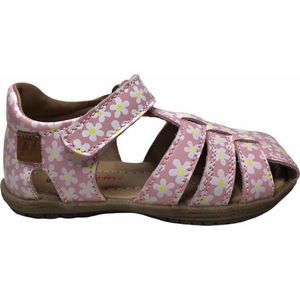 Naturino gesloten velcro lederen sandalen witte margrietjes see Roze mt 25