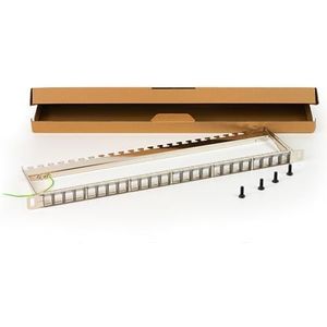 Connetto - Lege metalen patchplaat met steunstrip aan de achterkant voor afgeschermde aansluitingen met aardingsstekker inclusief schroeven grijs