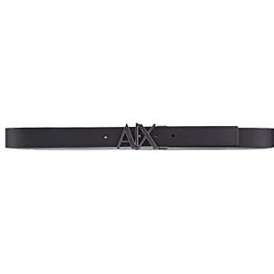 Armani Exchange Skinny Leather Logo belt riem, zwart (Black/Phantom-Black/Phantom 43120), 95 (maat fabrikant: 30) heren, zwart, 95 (maat fabrikant: 30), zwart.