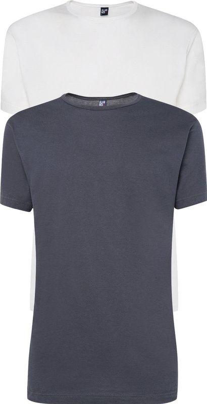 Alan Red - Derby O-Hals 2-Pack T-Shirts Wit Antraciet - Heren - Regular-fit