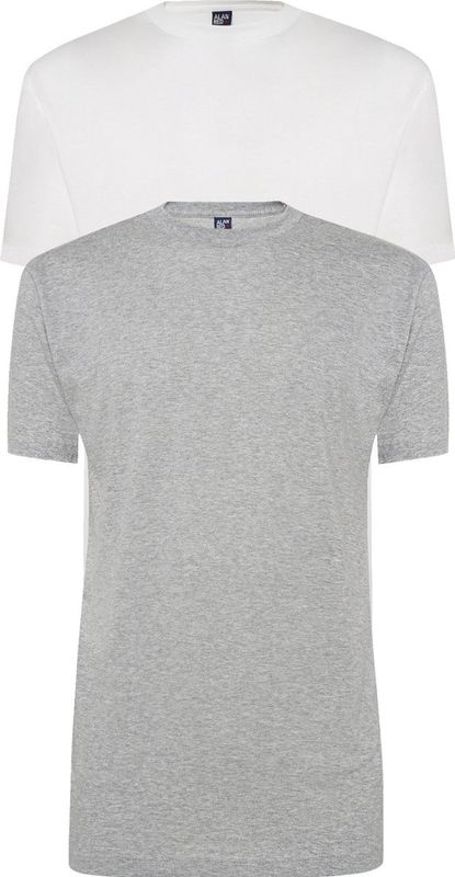 ALAN RED - Virginia - T-shirts - Wit en Grijs Melange - 2-pack - O-hals