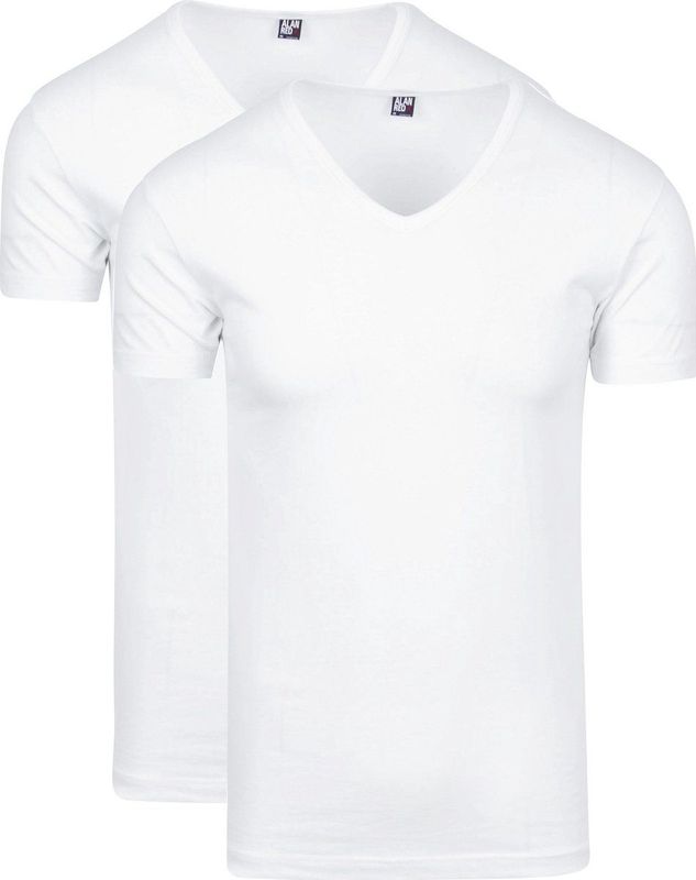 Alan Red Oklahoma T-shirt Stretch Wit (2pack) - Heren - Basic T-shirts