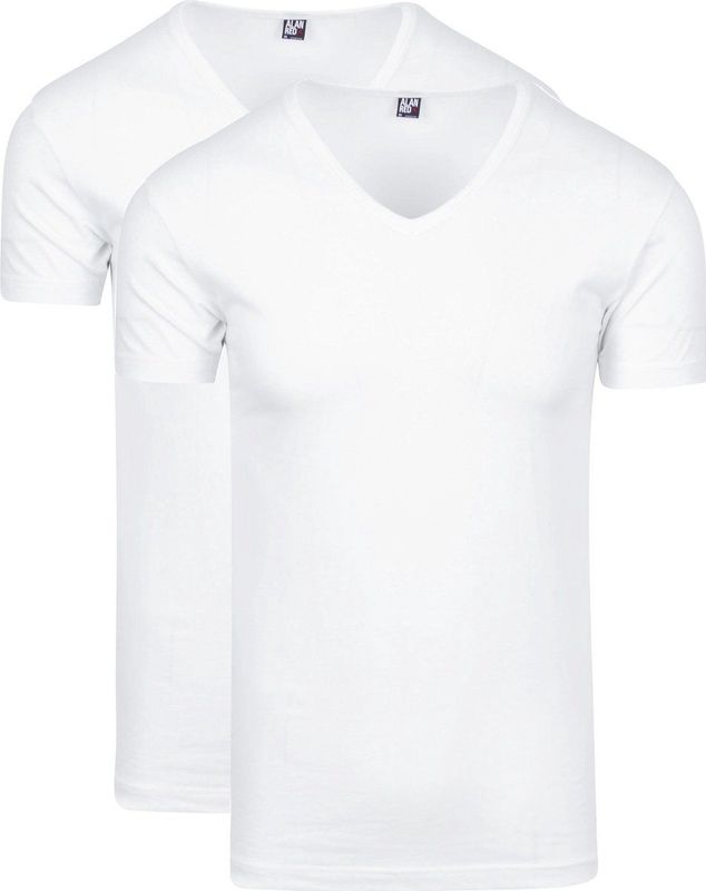 Alan Red - Oklahoma - T-shirts - Wit - 97% Katoen 3% Elastaan - 2-pack