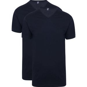 Alan Red T-shirt Vermont - extra lang - 2-pack V-hals - donker blauw