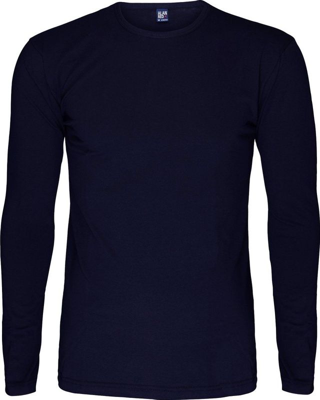 Alan Red - Olbia - Heren T-shirt - Navy - Katoen/Elastaan - Lange Mouw