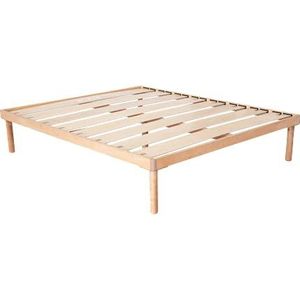 Evergreenweb Lattenbodem van hout voor tweepersoonsbed, 180 x 200 cm, demonteerbaar, 8 lattenbodems van beukenhout, orthopedisch, bed of matras, versterkte structuur met 4 afneembare poten, oranje kit