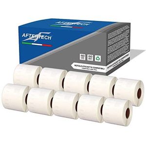 Aftertech 10 x 99014 54 x 101 mm compatibele zelfklevende etiketten (220 etiketten/rol = 2200 totaal) voor Dymo LabelWriter Seiko SLP etiketteermachines S0722434 10 x 99014