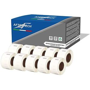 Aftertech 10 x 99017 12,5 x 51 mm compatibele zelfklevende etiketten (220 etiketten/rol = 2200 totaal) voor Dymo LabelWriter Seiko SLP etiketteermachines S0722460 10 x 99017