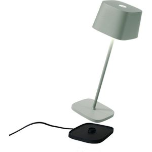 Zafferano Ofelia Tafellamp - Oplaadbare Buitenlamp Sage - Spatwaterdicht (IP65) - Bureaulamp Snoerloos - Dimbare LED Lamp - Draadloos Oplaadstation - Terraslamp - USB Oplaadbaar - 29 cm x Ø10 cm