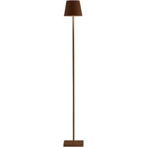 Zafferano, Poldina Lamp L, draadloze, oplaadbare vloerlamp met touch-bediening, geschikt voor woonkamer en buiten, dimmer, 2200-3000 K, in hoogte verstelbaar 52-122 cm, kleur corten