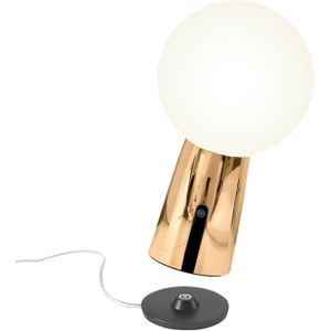 Zafferano, Olimpia Pro Lamp met Goudglanzende Afwerking, Snoerloze en Oplaadbare Tafellamp met Touch Control, Geschikt als Binnenlamp, Dimmer, 3000 K, Hoogte 26 cm