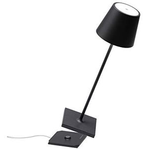 Zafferano Poldina Pro Black Limited Edition led-tafellamp, draadloos, oplaadbaar, dimmer 2700-3000 K, IP65 binnen en buiten, lange levensduur, aluminium, H38 cm - zwart