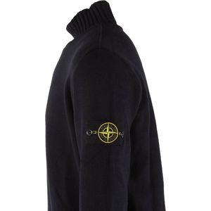Stone Island - Turtleneck Trui - Marineblauw - Katoen/Elastomultiester