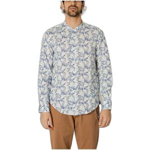 Gianni Lupo - Mandarin Print Shirt - Veelkleurig - Linnen - Heren Overhemden