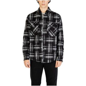 Gianni Lupo - Geruit Overhemd - Zwart - Polyester - Lange Mouwen