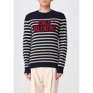 Valentino Garavani - Gestreepte Trui met Ronde Hals - Zwart - Wol