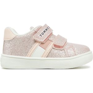 Tommy Hilfiger - Sneakers - Roze - Imitatieleer - Klittenbandsluiting