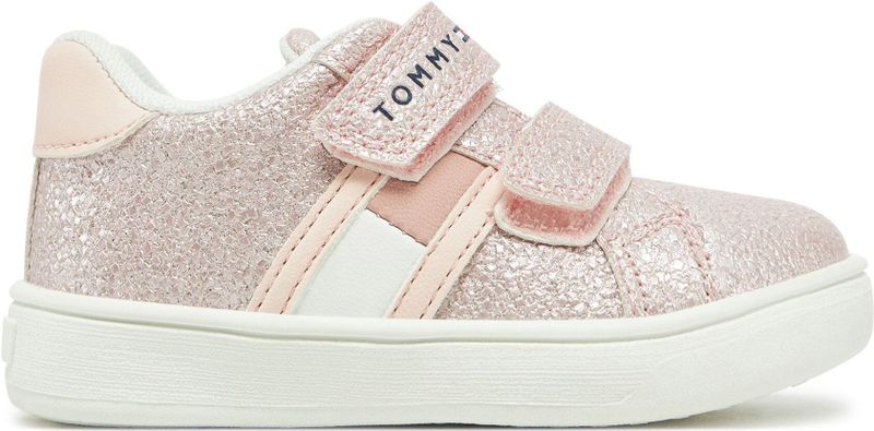 Tommy Hilfiger - Sneakers - Roze - Imitatieleer - Klittenbandsluiting