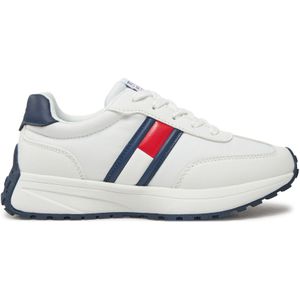 Runners - Retro Sneaker - Wit/Blauw - Vetersluiting - Laag