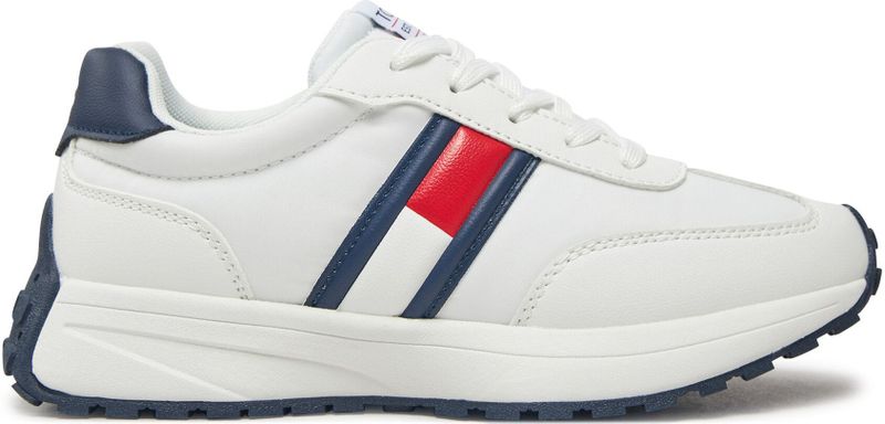 Runners - Retro Sneaker - Wit/Blauw - Vetersluiting - Laag