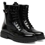 Tommy Hilfiger - Enkelboot - Imitatieleer - Zwart - Met Ritssluiting en Veters