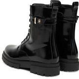 Tommy Hilfiger - Enkelboot - Imitatieleer - Zwart - Met Ritssluiting en Veters