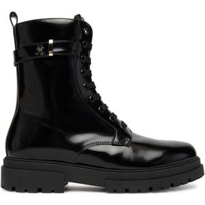 Tommy Hilfiger - Enkelboot - Imitatieleer - Zwart - Met Ritssluiting en Veters