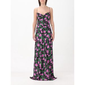 Chiara Ferragni Collection - Maxi-jurk - Zwart - Multicolor - Satijn - Rozenprint