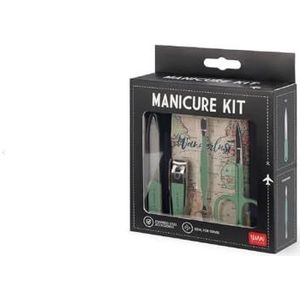 Legami - Manicureset voor op reis, zakformaat, draagbaar, nagelknipper, nagelvijl, nagelriemduwer van roestvrij staal, manicure- en pedicureset, 4-in-1 cadeau-idee, 7,5 x 11 x 2 cm