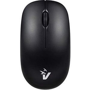 VulTech MW-07 Draadloze optische muis, 1600 dpi, draadloos, 2,4 GHz met 3 knoppen + scrollwiel, beide handen voor Notebook/PC/Laptop/Computer/MacBook, Zwart